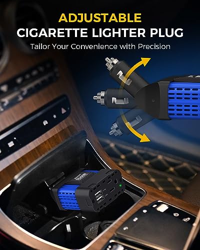 Ampeak 150W Car Power Inverter, 12V DC to 120V AC, Cigarette Lighter Plug - color: 150W Blue
