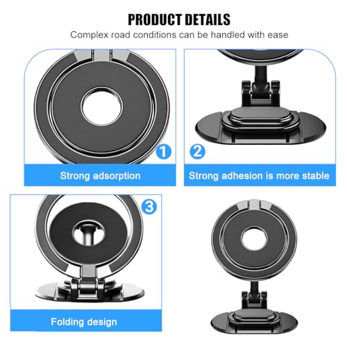 Foldable 360-Degree Magnetic Dashboard Phone Mount, Style B - size: Black2