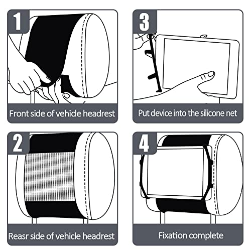 Phone Holder Car, Truck Tablet Headrest Mount, Universal Car iPad Holder with Silicone Net for All Kindle Fire, iPhone and Tablet with - Black (Small Silicone Net (3.5''-7.5''))