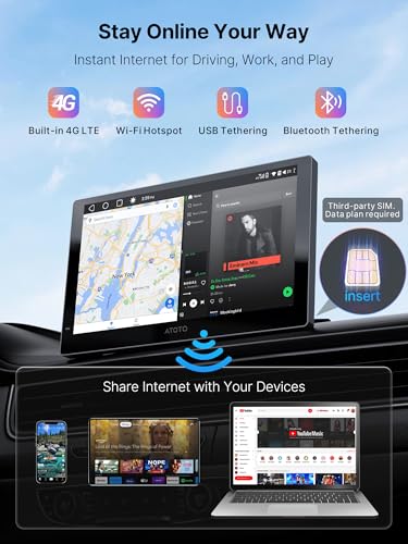 Wireless CarPlay Screen for Car, 9-Inch QLED Portable Android Auto Display - size: 9"