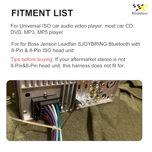 Radio Wiring Harness Adapter Compatible with Universal ISO 8+8Pin, Android Car Stereo Power and Speaker Wire Connector, Fits for Boss Jenson Leadfan Bluetooth Aftermarket Radio