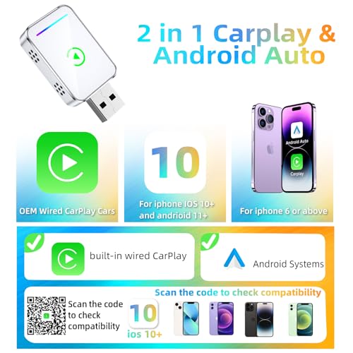 LENVA Wireless CarPlay Adapter, 2025 Upgrade Mini Design for Cars Plug and Play Fast Stable Connection No Delay (Only for iPhone, Not for Android) - color: White