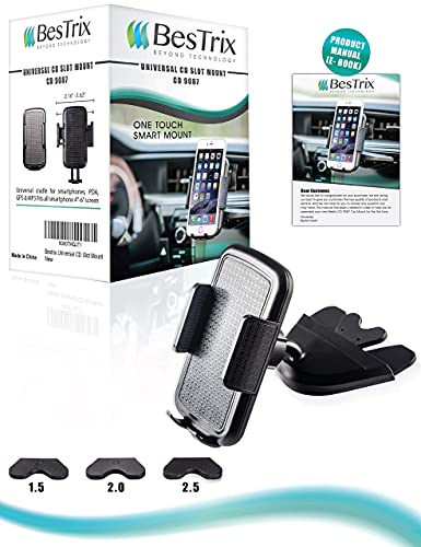 Bestrix Cell Phone Holder for Car, CD Slot Car Phone Holder, Hands Free Car Mount with Strong Grip Universal for iPhone14/13/12/11/11Pro/Xs MAX/XR/XS/X/8/7/6 Plus, Galaxy S22/S21/S20/S10+/S10e/S9/S9+