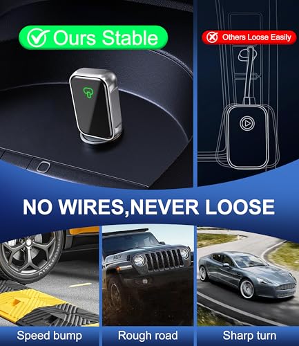 Wireless CarPlay Adapter for Apple iPhone & Android Auto - 2-in-1 Fast & Stable Mini CarPlay Adapter Convert Wired to Wireless, Plug & Play, Auto-Connect, No Delay, BT 5.4, 2.4G/5G WiFi - color: Silver