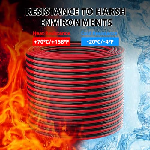NAOEVO 14 Gauge Wire 2 Conductors, CCA Red Black Electrical Wire, 50FT - size: 50ft, style: 14AWG