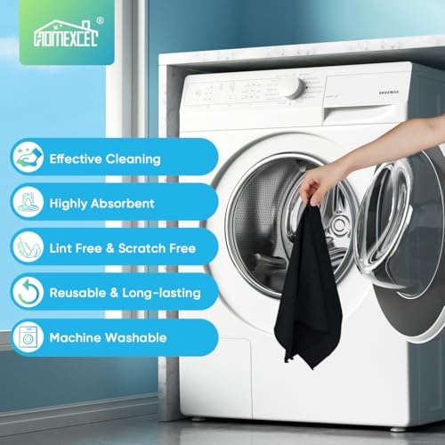 HOMEXCEL 24PK Microfiber Cleaning Cloth, Cleaning Rag for Home, 11.5x11.5in - color: Black