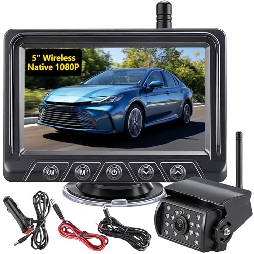 Wireless Backup Camera for Truck: 5" Portable Wide Rear View Camera 1080P