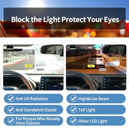 Sun Visor Extender – Sun Blocker for Car – Anti Glare Non-Polarized Car Visor Extender – Glare Guard Car Visor Extension for Night Driving, Universal Angle Adjustable UV 400 Protector