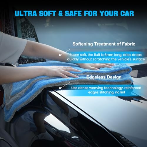 TTRCB 2 Pack Car Drying Towels (48" x 24"), Extra Large Microfiber Towels for Cars, 1400 GSM Ultra-Absorbent, Streak Free, Double Twisted-Loop Drying Towels Car Detailing for SUV, RV, Trucks