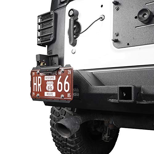 Hooke Road Shackle D Ring License Plate Mount Bracket Relocation Holder w/White LED Light for 1955-2026 Jeep Wrangler CJ YJ TJ JK JL Gladiator JT