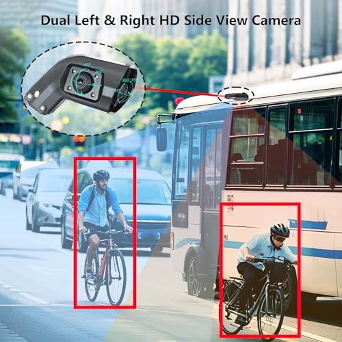 Dual Monitor Truck Camera System, 10.36" Touchable Split Screen + Left & Right Dual Rear View Angle 1080P Cameras with IP69K Waterproof Night Vision Wide Angle DVR Recording for RV Truck Trailer Bus