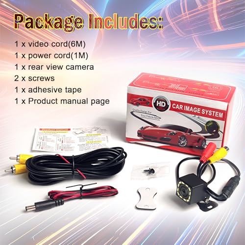 Universal Backup Camera, License Plate Mount, 480P,12-LED Night Vision - size: 12 LED