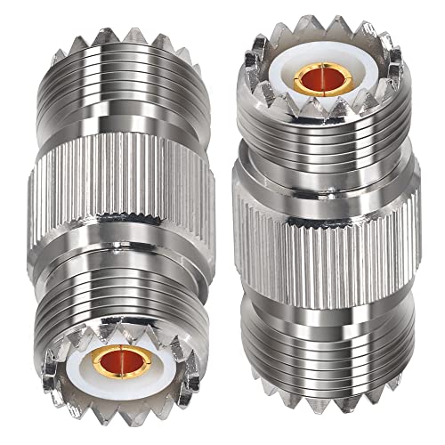 TUOLNK 2PCS SO239 Coax Connector UHF Female Coupler Gender Changers, PL259 Female to Female Barrel Coaxial Adapter Accessories for CB Radio, Antenna Cable