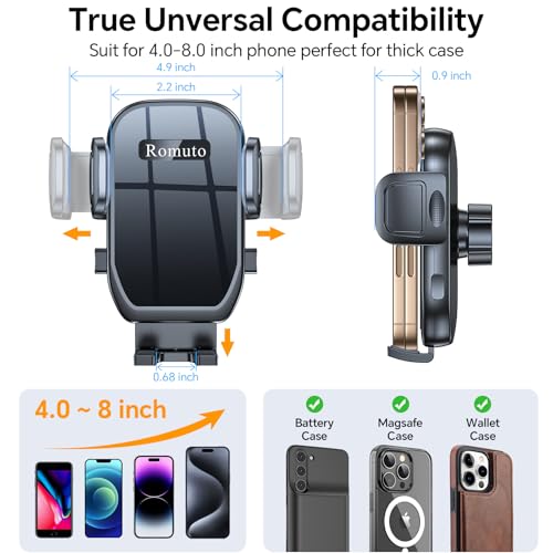 Car Phone Holder Mount【Windshield+Vent+Dash】 Suction Cup Phone Holders for Your Car Phone Mount, Cell Phone Car Mount for Truck Stand Dashboard car Mount for iPhone 16 15 Pro Max (Silicone Black) - color: Silicone Black