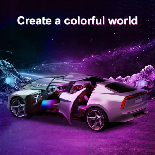 Acrylic Interior Car LED Lights with Remote and Wireless APP 10 in 1,Ambient Lighting Kits Fiber Optic Strip LEDs,16 Million Colors Music&DIY Function - size: 10 IN 1