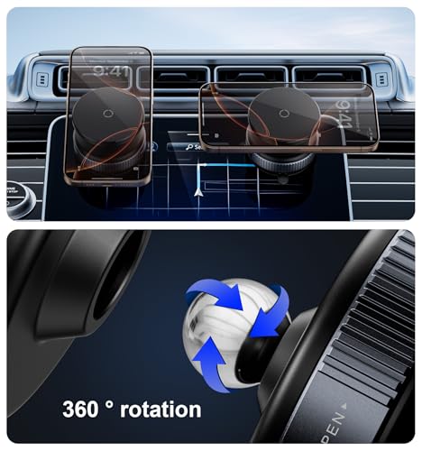 REOKILY Latest Magnetic Car Phone Holder Ultra Vacuum Suction Cup Phone Mount Magnetic Car Mount Cell Phone Holder for Your Car Accessories for iPhone 15 14 13 12 Android (Black)