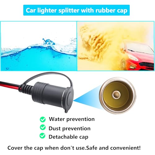 Dual Cigarette Lighter Plug Splitter with Switch,12V/24V 1 to 3 Car Cigarette Lighter Splitter Adapter, 3 Way Cigarette Lighter Male to Female Extension Cable with 15A Fuse (1 to 3) - style: 1 to 3
