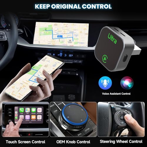 Wireless CarPlay Adapter, Upgraded Wired to Wireless for CarPlay & Android Auto, with Heat Dissipation Design, Plug and Play, Stable Connection & No Latency Black