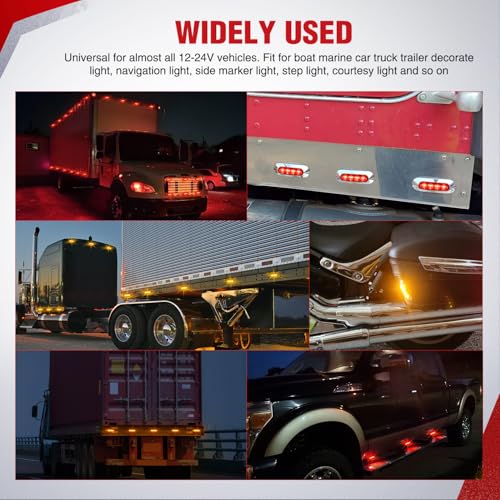 Nilight 3.7" Amber Red Oval Side Marker Light, 4 LED IP68 Waterproof - color: Amber Red 3.7" 20Pcs