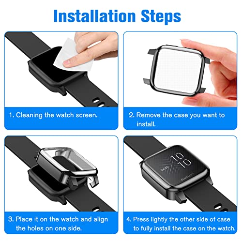 Fintie 3 Packs Case Compatible with Garmin Venu Sq 2 / Sq 2 Music - color: Black/Clear/Rose Gold