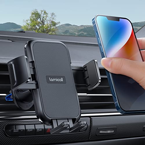 Lamicall 2026 Wider Clamp & Metal Hook Car Phone Holder Vent Accessories - color: NEW Upgraded - Dark Grey