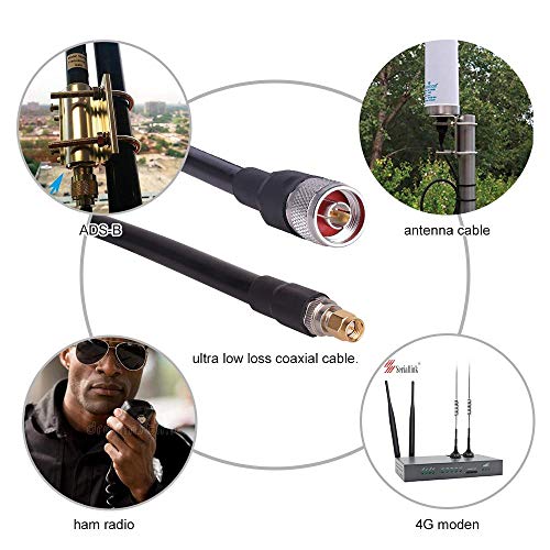 XRDS -RF SMA Male to N Male Cable 15 ft, KMR400 Low Loss SMA to N Cable for 3G/4G/LTE/ADS-B/Ham/GPS/WiFi/RF Radio to Antenna Use(NOT rp SMA Male)