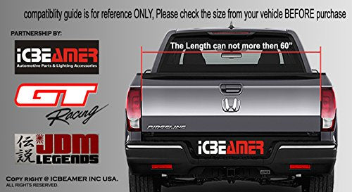 ICBEAMER Single Row 60 inch LED 2 Color Red White for Pick up/Truck Tailgate Light Bar Side Bed Light Strip Bar IP67 Waterproof Reverse- 5 Functions Brake/Running/Sequential Turn Signals/Reverse - size: 60" Single Row