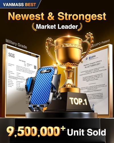 VANMASS Phone Holders for Your Car Ultimate Military-Grade Car Phone Holder MountใPatent & Safety Certsใ Upgraded Shockproof Truck Air Vent Phone Mount for iPhone 17 Pro Max 16 Samsung Android,Blue - color: Blue