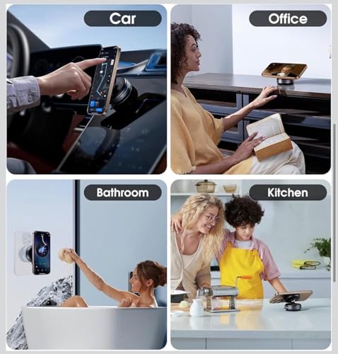 Aura Avenue Magnetic Vacuum Suction Mobile Phone Holder for Car & Desk | Super Strong Suction | 360° Rotation | Universal Dashboard, Glass & Desktop Mount