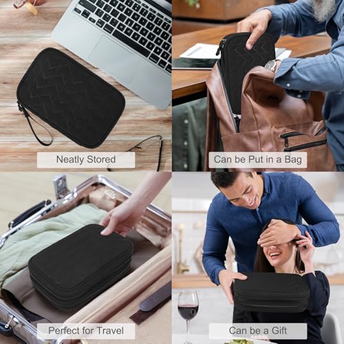 FYY Electronic Organizer, Travel Tech Pouch Bag, Large, Black Quilted - color: Black Quilted, size: 9.1 x 5.9 x 3.15 inches