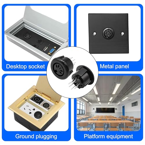XMSJSIY MIDI 5Pin DIN Panel Mount Female Jack Socket Audio Connector -5PCS