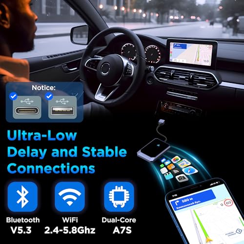Android Auto Wireless Adapter - Instant Connection, Gray