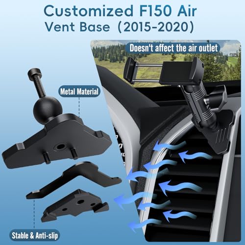 Car Metal Vent Phone Mount for 2015-2020 Ford F150 & 2017-2021 Super Duty - size: Universal Holder