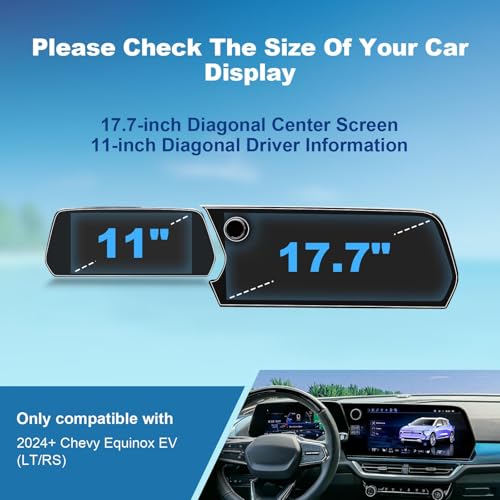 (4Pack) 2024 2025 2026 Equinox EV Screen Protector for Chevy Equinox EV (17.7In Navi+11In Dash) (LT/RS), 2025 2026 Chevy Equinox EV Accessories Touch Sensitive Ultra HD Protective Film - color: Equinox EV (17.7In+11In)