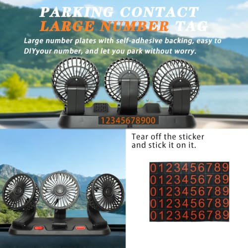 USB Triple Head Car Cooling Fan, 5V Brushless Motor, 2 Speeds, 360° Rotation, Dashboard Mount, for Cars, SUVs, Trucks, RVs & Desk Use - color: three heads-5V