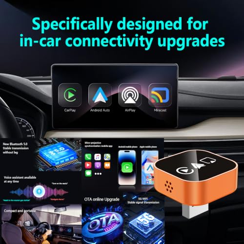 4‑in‑1 Wireless CarPlay Adapter, Convert Factory Wired CarPlay to Wireless CarPlay, Supports AirPlay & Android Screen Mirroring, Plug‑and‑Play, for Cars with Original Wired CarPlay - size: For Android