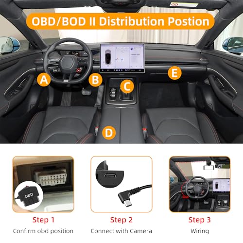 GELRHONR Right Angle OBD Power Cable for Dash Camera, USB C OBD2 Dashcam Hardwire Kit with 24 Hours Surveillance and Acc 2 Mode 11.5FT, for EV Hybrid Fuel Vehicles(Right Angle USB C Black) - color: Right Angle USB C Black