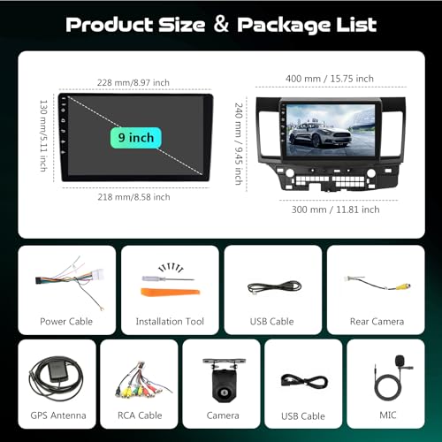 Car Stereo for Mitsubishi Lancer 2008-2017 Wireless CarPlay Android Auto - style: 4-Core 2+64G+EQ