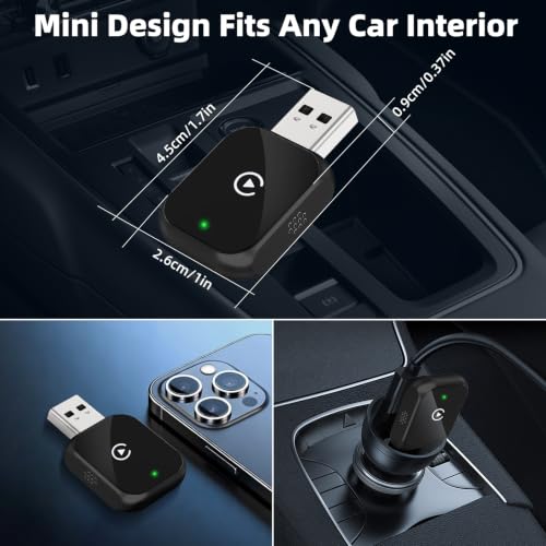 Wireless CarPlay Adapter, 5.8GHz WiFi Bluetooth 5.3 Fast Auto Connect Dongle, Plug & Play Compatible with Factory Wired CarPlay Cars - color: Black