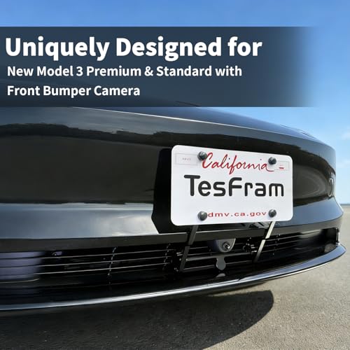 2026 Tesla Model 3 Front License Plate Holder - No Block Camera Visibility, Bumper Paint-Safe & Lockable & No Drill License Plate Mounting Kit with Anti-Theft Features - size: 2026 Model 3 Premium & Standard