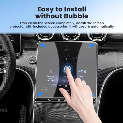 Canvcle 2PCS Screen Protector for 2023-2026 Mercedes Benz GLC 300 & AMG C43/2022-2026 W206 C300/2024-2026 AMG C63, 11.9 Inch Navigation + 12.3 Inch Dash Screen Cover Tempered Glass Touchscreen Film - size: Mercedes Benz GLC 300/AMG C43/W206 C300/AMG C63