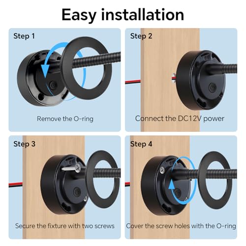 12V Dimmable Reading Light, RV LED Lamp with USB-A & USB-C Charger - color: Black
