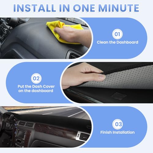 Sunsdrew Dash Cover for 2007-2013 Chevy Silverado Sierra,2007-2014 Chevy Tahoe Suburban Denali Avalanche Dashboard Cover Mat for Suede Dash Mat Accessories Sun Shade Nonslip Mesh Protector No Glare - size: 07-13 Silverado Dash Cover