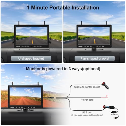 Fookoo Magnetic Wireless Backup Camera: HD 1080P 10" Monitor, 1-Min Install - color: Arctic Black, size: 10 inches 3-Camera