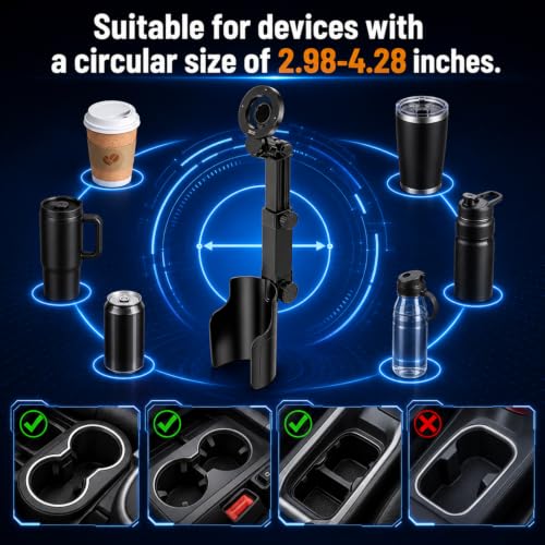 Car Cup Holder Phone Mount,Any car Model 360°Adjustable N52 Magnetic Stand,one-Handed Operation,Suitable for All Smartphones (Black,1Pcs)