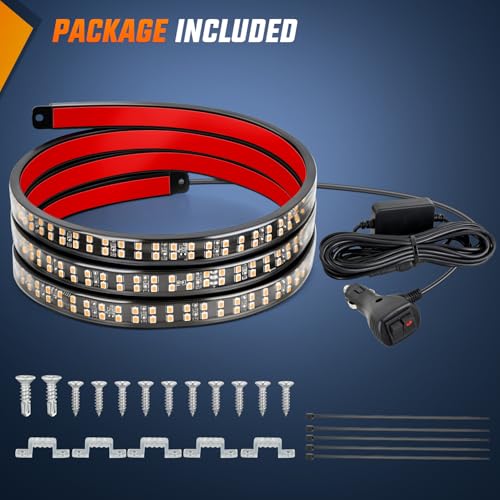 Nilight 60 Inch 360 LED Tailgate Strobe Light Strip Amber - color: 60" Tailgte Strobe Amber
