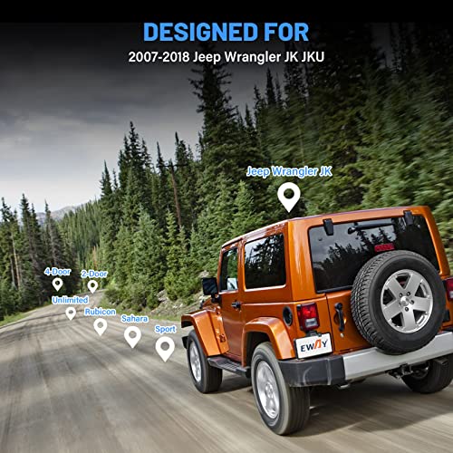 EWAY Light 2.0 Spare Tire Reverse Backup Camera for Jeep Wrangler JK Compass Commander Patriot Liberty 2007-2018, Upgrade Ajustable Brackets for Flexible Angle, Hitch Camera with 90° Ajustable Angle