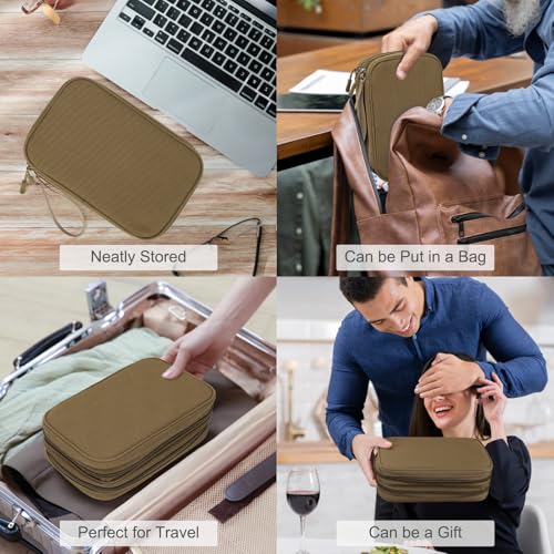 FYY Electronic Organizer, Travel Tech Pouch Bag, Large, Brown - color: Brown, size: 9.1 x 5.9 x 3.15 inches