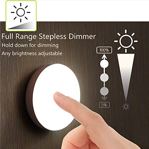 RTSU Mini Touch Light, Rechargeable Battery Operated Closet Lights Wardrobe Lights, Magnetic Stick-on Anywhere LED Night Light, Wireless Under Cabinet Lighting, Dimmable Tap Push Light Lamp - color: Ivory White-flat