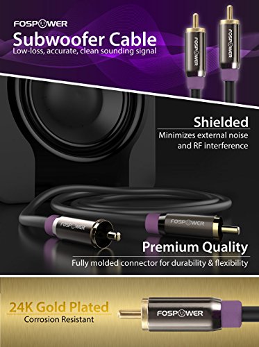 FosPower 10FT RCA Subwoofer Audio Cable S/PDIF 24K Gold Plated Male to Male - size: 10 Feet